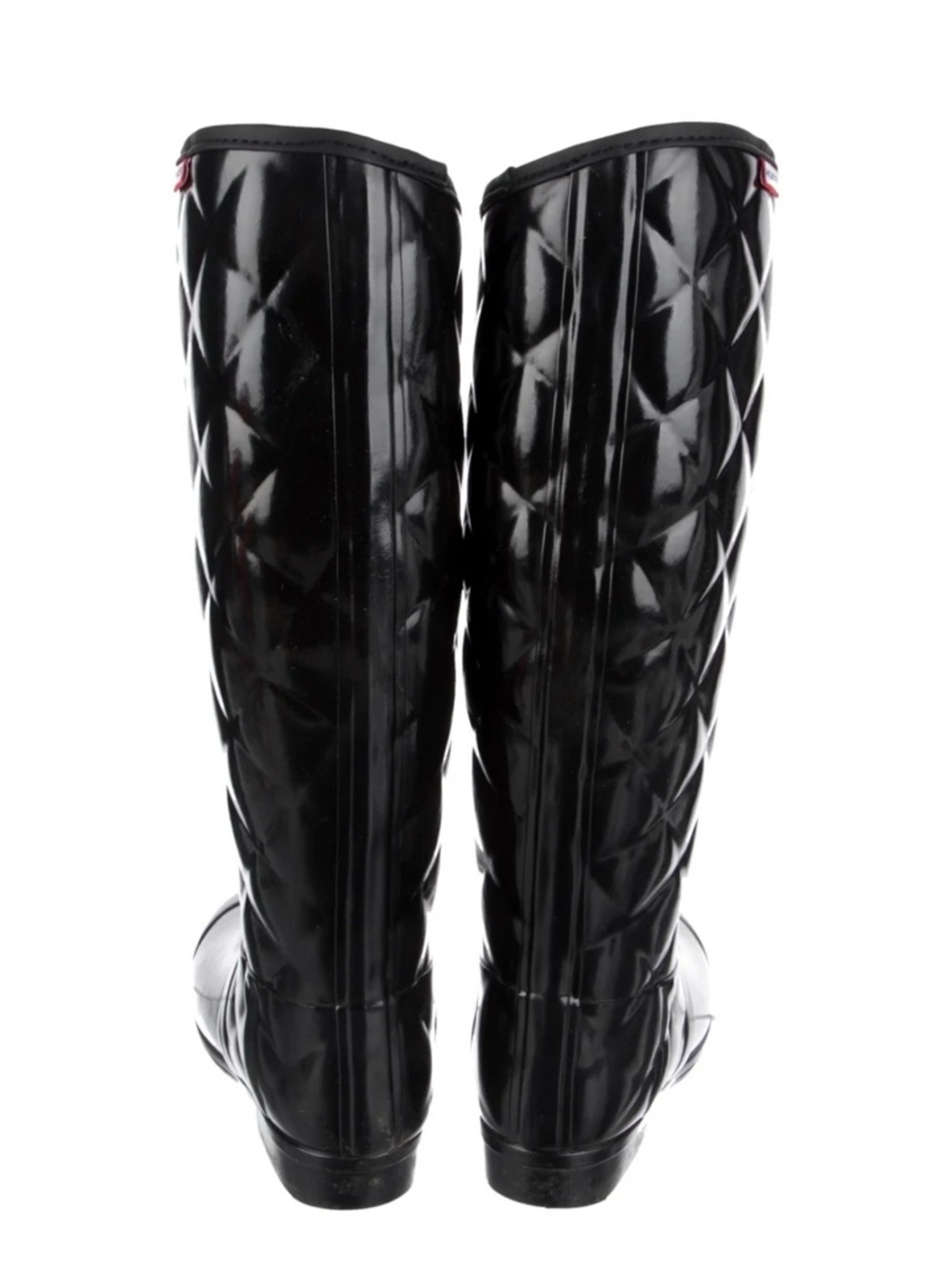 Hunter Regent Savoy Quilted Gloss Black Tall Women's Rain Boot - Picture 4 of 11